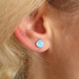 Blue Opal Gold Stud Earrings