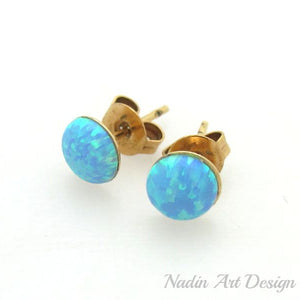 Blue stone gold studs