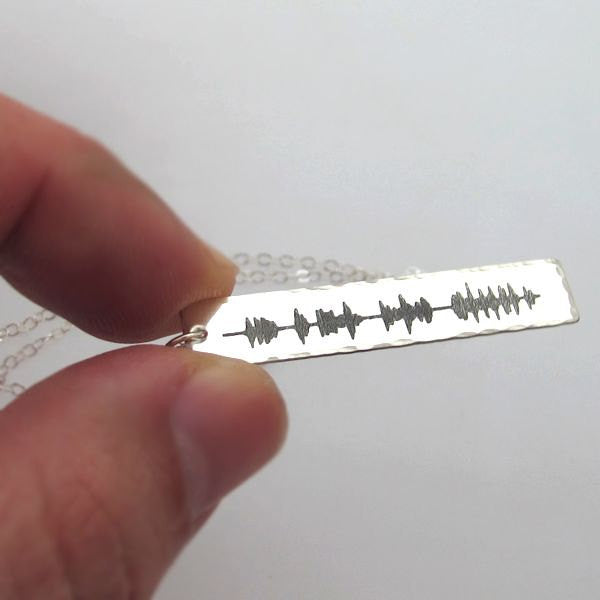Soundwave engraved pendant necklace