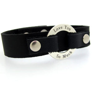 Groomsmen gift - Engraved Leather Bracelet