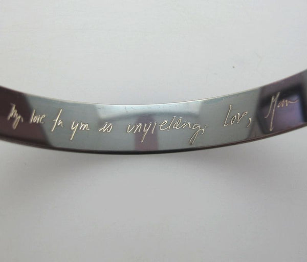 Custom Handwriting Engraved Bracelet Keepsake bangle Cuff