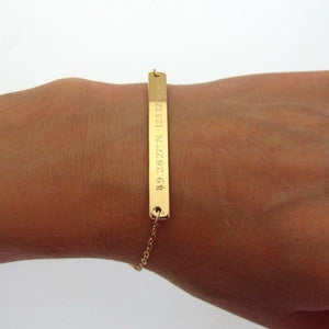 Gold Bar Bracelet with Custom Nameplate