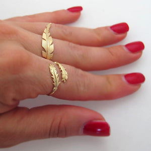 14K Gold Filled Gold Feather Ring