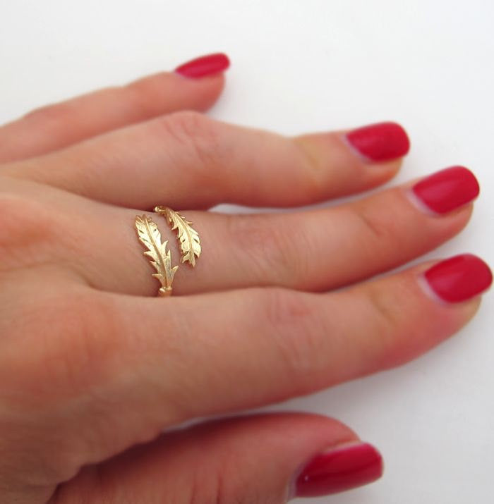 Natural Black Diamond Ring Gold Curved Leaf Wedding Band Bridal Set | La  More Design
