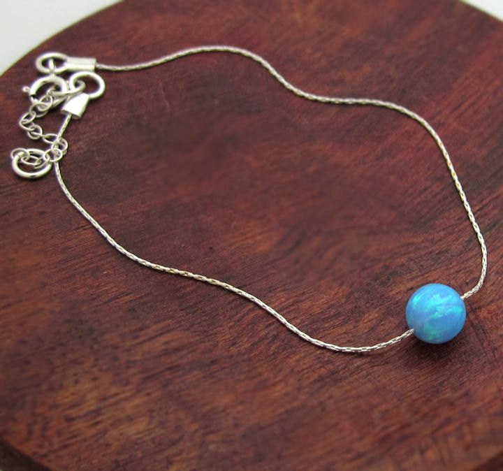 Blue bead silver bracelet