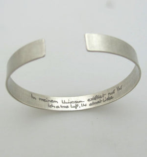 hidden engraved mens cuff - Handwriting Engraved Bracelet