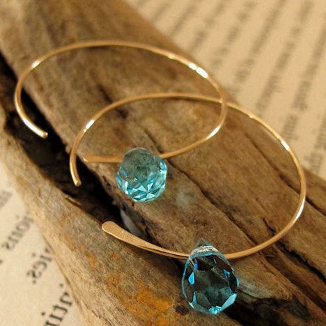 blue teardrop crystal hoops