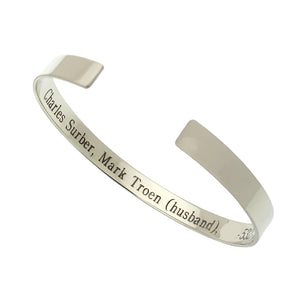 hidden engraving medical info silver cuff