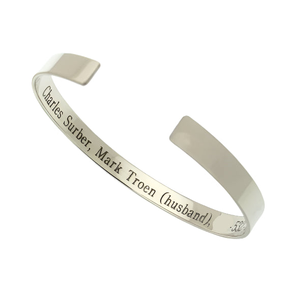 hidden engraving medical info silver cuff