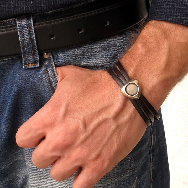 Initials Leather Bracelet for Men
