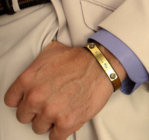 Leather cuff with engraving