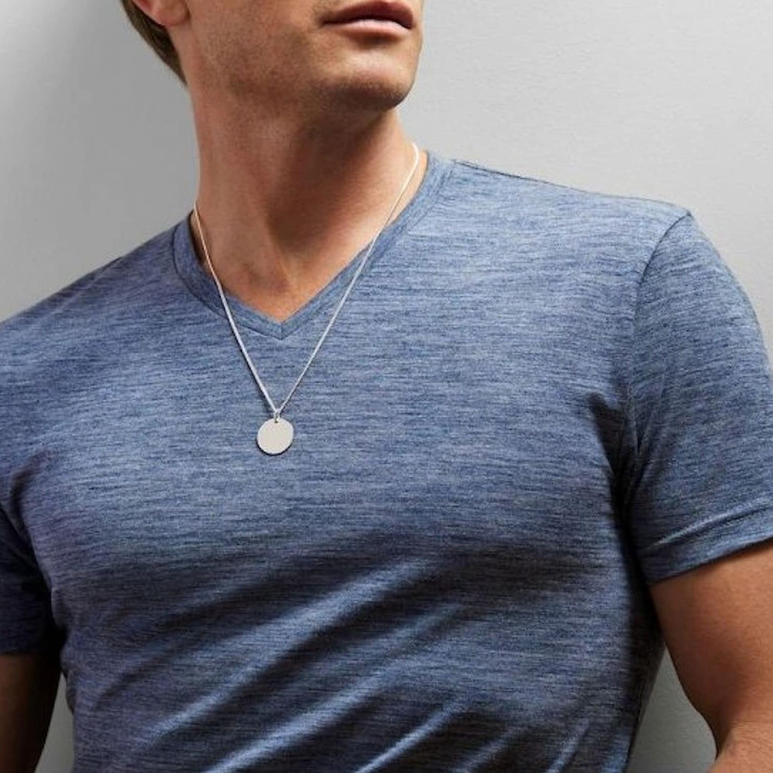 Personalized Mens Necklace - round disc engraved pendant