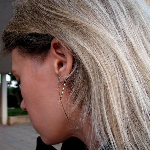 Long gold earrings