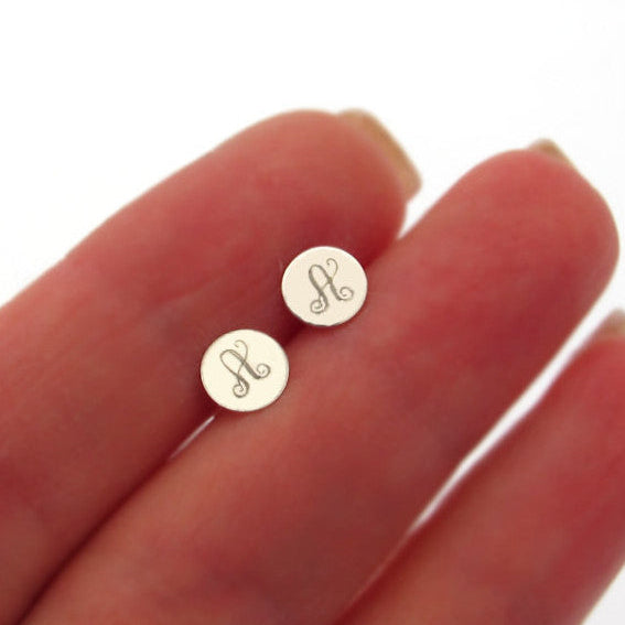 Mens Initial Earrings - Personalized studs - Gift for Him
