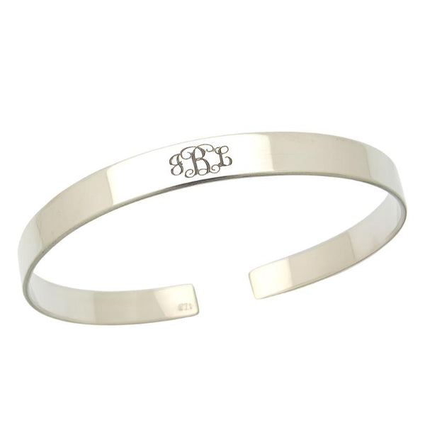 3 monogram initials bracelet silver