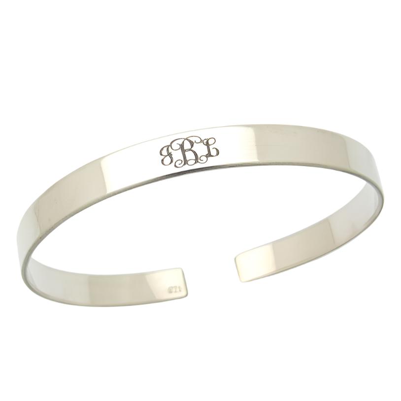 Monogram Engraved Bracelet - Sterling Silver Initials Bracelet -Gift for her