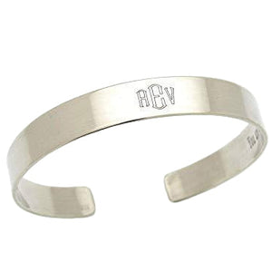sterling silver cuff with the monogram initials