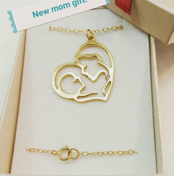 Chain Necklace Gold Mom Heart Necklace Gold Pendant Necklace