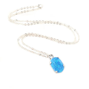 4 prong opal stone oval pendant