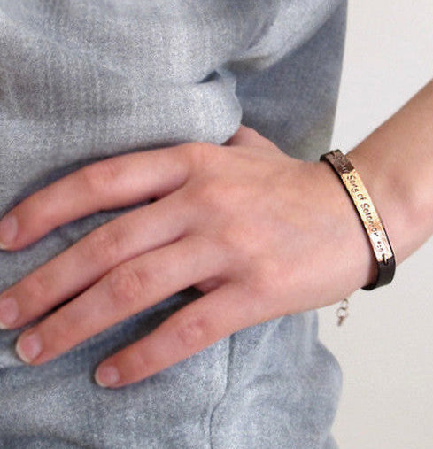 Leather bracelet for Women, Personalized ladies cuff