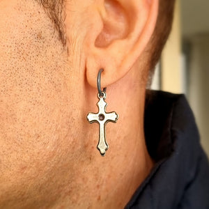 large cross earring for men 