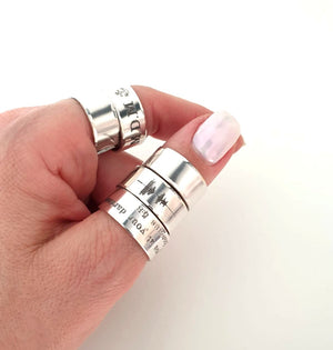 sound wave ring - soundwave jewelry - personalized soundwave band in sterling silver