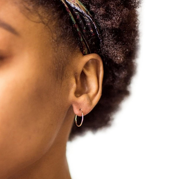 15mm gold hoop earrings - Handmade thin hoops 20 gauge gold Filled 14k