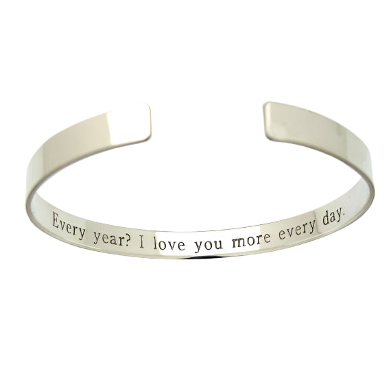 Engraved sterling silver cuff
