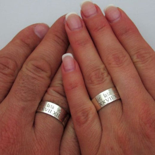 Couple Rings - Engraved silver rings - personalized bands