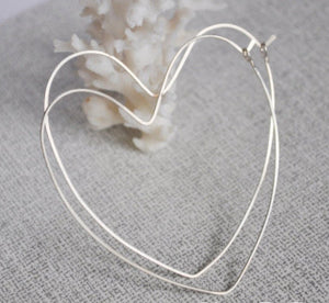 heart  sterling silver hoop earring 