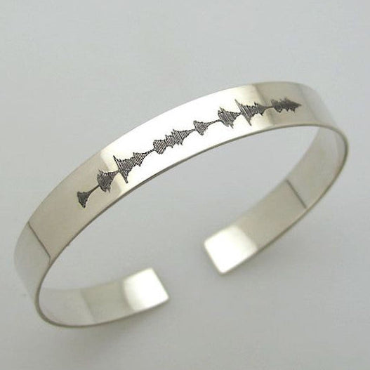 Soundwave silver cuff open bracelet
